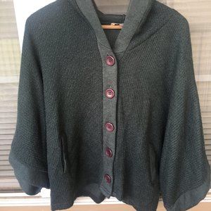 Green Hooded Button Up Cardigan size S/M